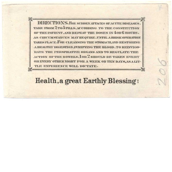 RS227TC1 E.L. Soule & Co. Medicine Revenue Stamp Essay proof, DIRECTIONS, ex-Joyce
