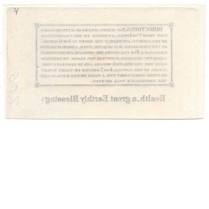 RS227TC1 E.L. Soule & Co. Medicine Revenue Stamp Essay proof, DIRECTIONS, ex-Joyce - Image 2