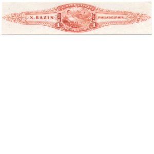 RT1 Variety X. Bazin 1c Perfume Stamp Plate Essay in red on india