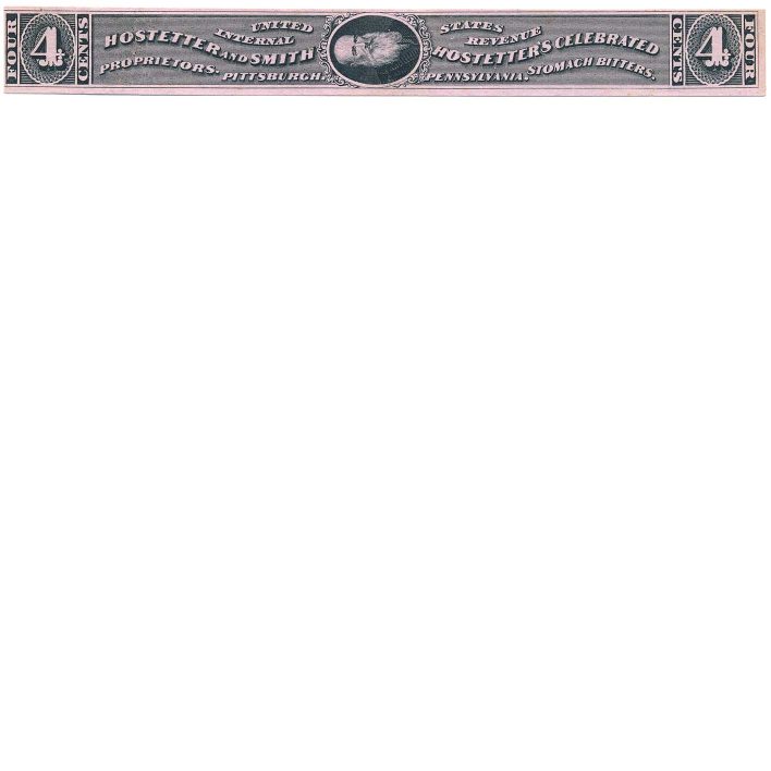 RS132c Hostetter's Celebrated Stomach Bitters Medicine Stamp