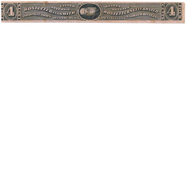 RS132c Hostetter's Celebrated Stomach Bitters Medicine Revenue Stamp