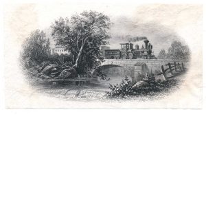 "The Crossing" Locomotive Die Proof, American Bank Note Co. 1861 by James Smillie