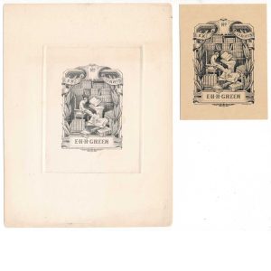 Intaglio Large Die Proof & Bookplate, Col. E.H.R. Green, 1904