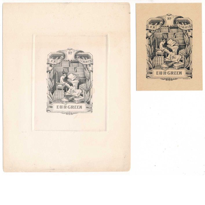 Intaglio Large Die Proof & Bookplate, Col. E.H.R. Green, 1904