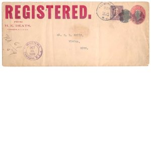 1899 Registered cover, Hiram Edmund Deats, Flemington, NJ