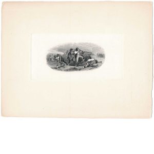Battle Scene #1, Vignette Die Proof india on card, 1856 F.O.C. Darley - Image 2