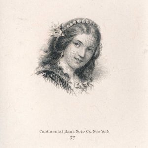 Girl, Vignette Die Proof on india on card, Continental Bank Note Co.