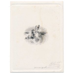 Mermaid Vignette Die Proof signed by engraver Lorenzo Hatch