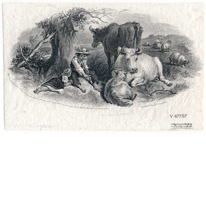 The Jack Knife, Vignette Die Proof on india, ABNCo 1859, F.O.C. Darley