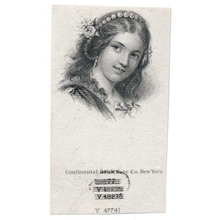 Pretty Girl, Vignette Die Proof on india, Continental Bank Note Co. 1870s