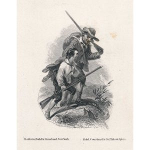 Woodsman and Boy, Vignette Die Proof india on card, 1854 F.O.C. Darley