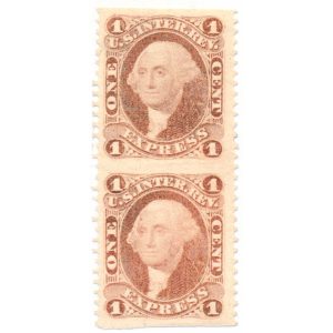 R1b 1 cent Express First Issue revenue stamp pair