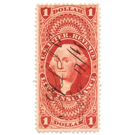 R71d First Issue Revenue Stamp, Life Insurance, Silk Paper