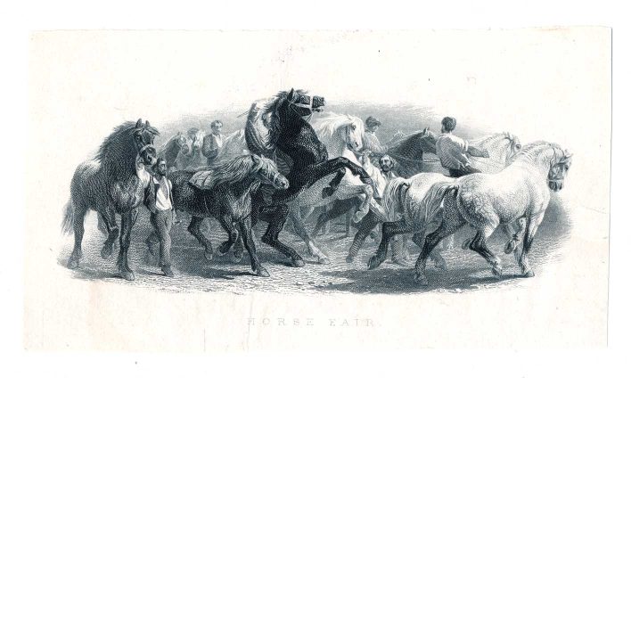Horse Fair, Vignette Die Proof on india, ABNCo 1860s, James Smillie, Rosa Bonheur