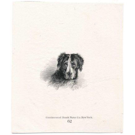 Lonesome Dog, small Vignette #62 Die Proof on india, Continental Bank Note Co. 1860s