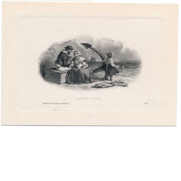Parting Words, Vignette Die Proof on india on card, ABNCo 1862, F.O.C. Darley
