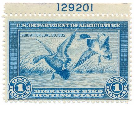 RW1 1934 Duck Stamp Mint No Gum F-VF Plate number single