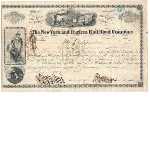 R48c on 1863 New York and Harlem RR Co. Stock Certificate