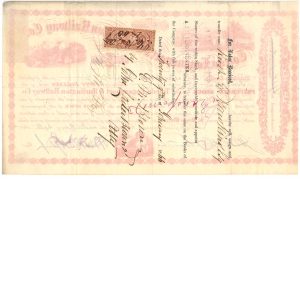 R48c, R44c on 1865 Toledo, Logansport & Burlington RR Co. Stock Certificate - Image 2