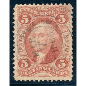 R28c First Issue Playing Cards Revenue Stamp, Elmira NY Photographer CDS
