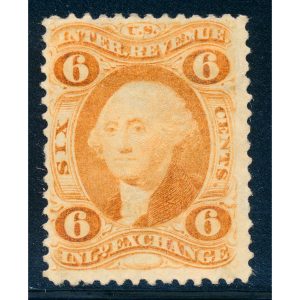 R30d Silk paper, 6 cent First issue, Inland Exchange US Revenue Stamp