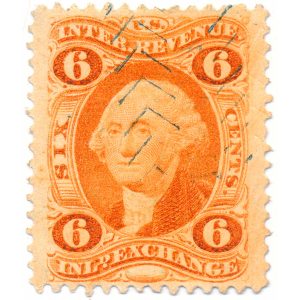 R30d Silk paper, 6 cent First issue, Inland Exchange US Revenue Stamp CC