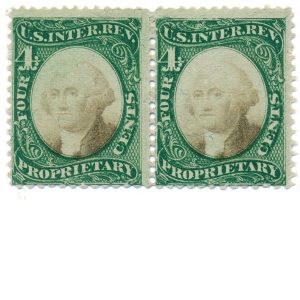 RB4a US Proprietary Revenue Stamps, 1871, uncanceled pair