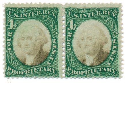 RB4a US Proprietary Revenue Stamps, 1871, uncanceled pair