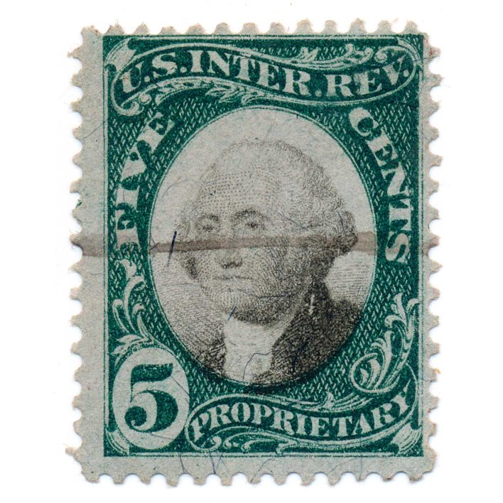 RB5a 5c US Proprietary Revenue Stamp, 1871, used
