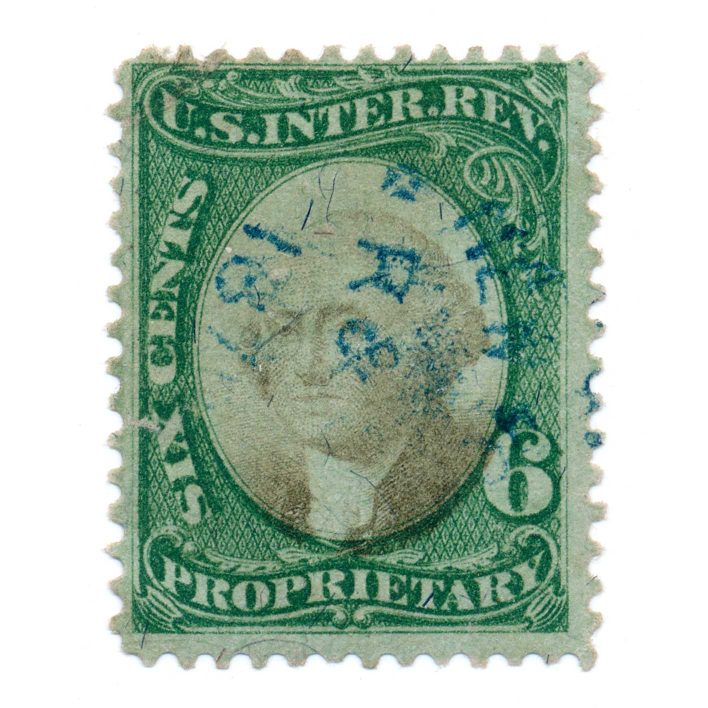 RB6a 6c US Proprietary Revenue Stamp, 1871, used