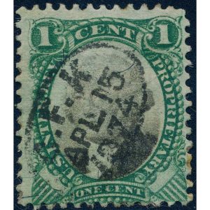 RB1a US 1c Proprietary revenue stamp used, CFK 1874 cancel