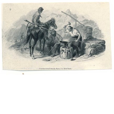 Miners & Blacksmith, Vignette Die Proof on india, Continental Bank Note Co., 1866