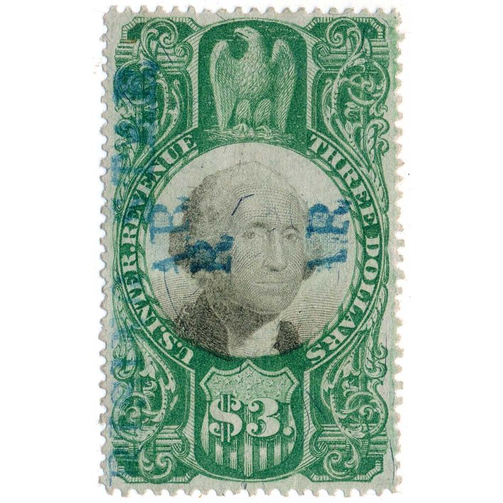 R147 $3.00 Revenue Stamp, Pacific Mail Steamship Co, RISING STAR