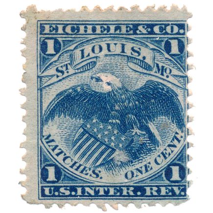 RO78c P. Eichele & Co. Proprietary Match stamp, St. Louis, MO, pink paper