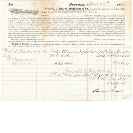 Merchant's Gargling Oil, Canal Boat, Bill of Lading, 1878