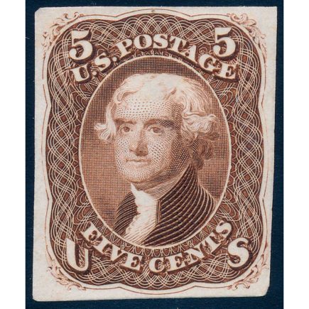 67-E9d 5c Jefferson "Premiere Gravure", essay, brown