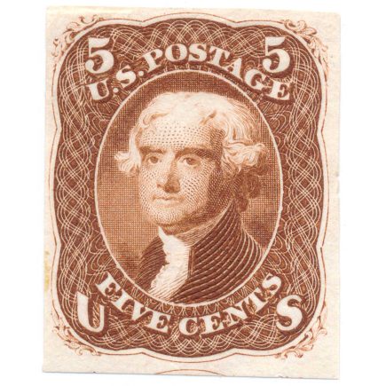 67-E9d 5c Jefferson "Premiere Gravure", essay, red brown