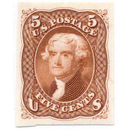 76P3 5c Thomas Jefferson 1861 issue plate proof on india
