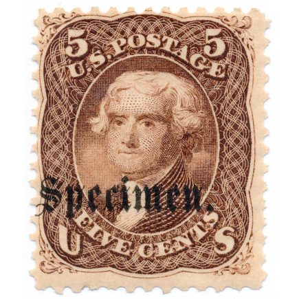 76S 5c Thomas Jefferson 1861 issue Specimen, original gum