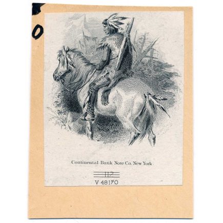Indian on Horseback, Vignette Die Proof on india on card, CBNCo. 1865