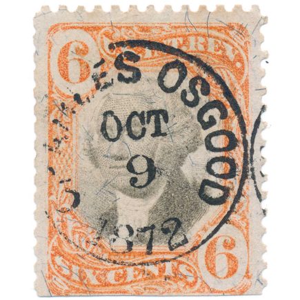 R138 Third Issue Revenue stamp with Norwich, Connecticut, Charles Osgood Medicine cancel