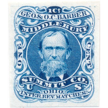 RO16P3 Geo. & O.C. Barber Match Co., Middlebury, Plate Proof on india