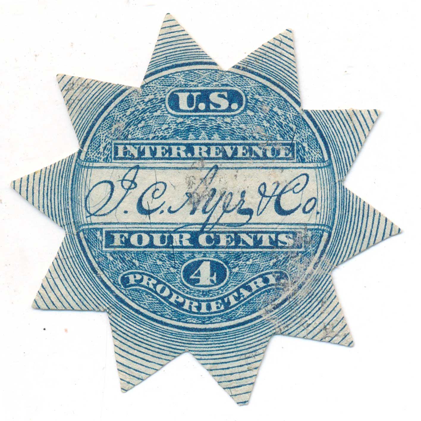 RS9b J. C. Ayer Medicine Stamp