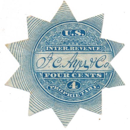 RS9d J. C. Ayer & Co. Medicine Revenue Stamp