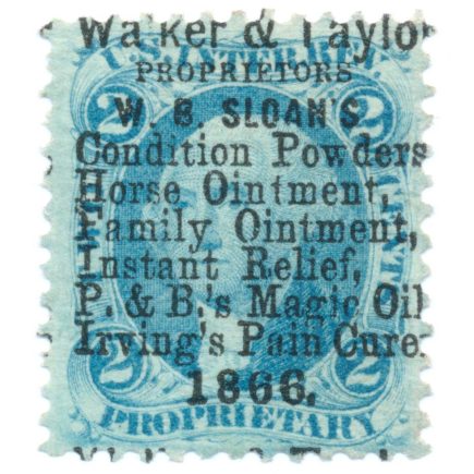 Walker & Taylor Type 1 cancel on R13c  2c First Issue Revenue Stamp
