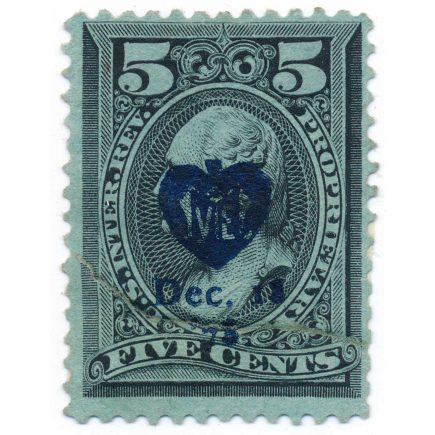 RB16b Proprietary Revenue Stamp, VEM (Mauger & Petrie) Playing Cards cancel