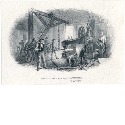 "Forging a Shaft", Vignette Die Proof on india, CBNCo. 1860s