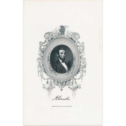 Abraham Lincoln Portrait on card, Frontspiece to  Memorial Address on the Life and Character of Abraham Lincoln, 1866
