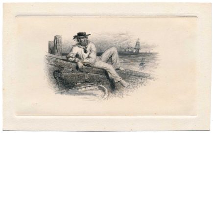"Waiting for the Tide", Vignette Progress Proof on india on card, ABNCo 1862