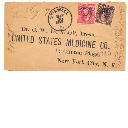 1897 United States Medicine Co., Patent Medicine, NY Registered Cover